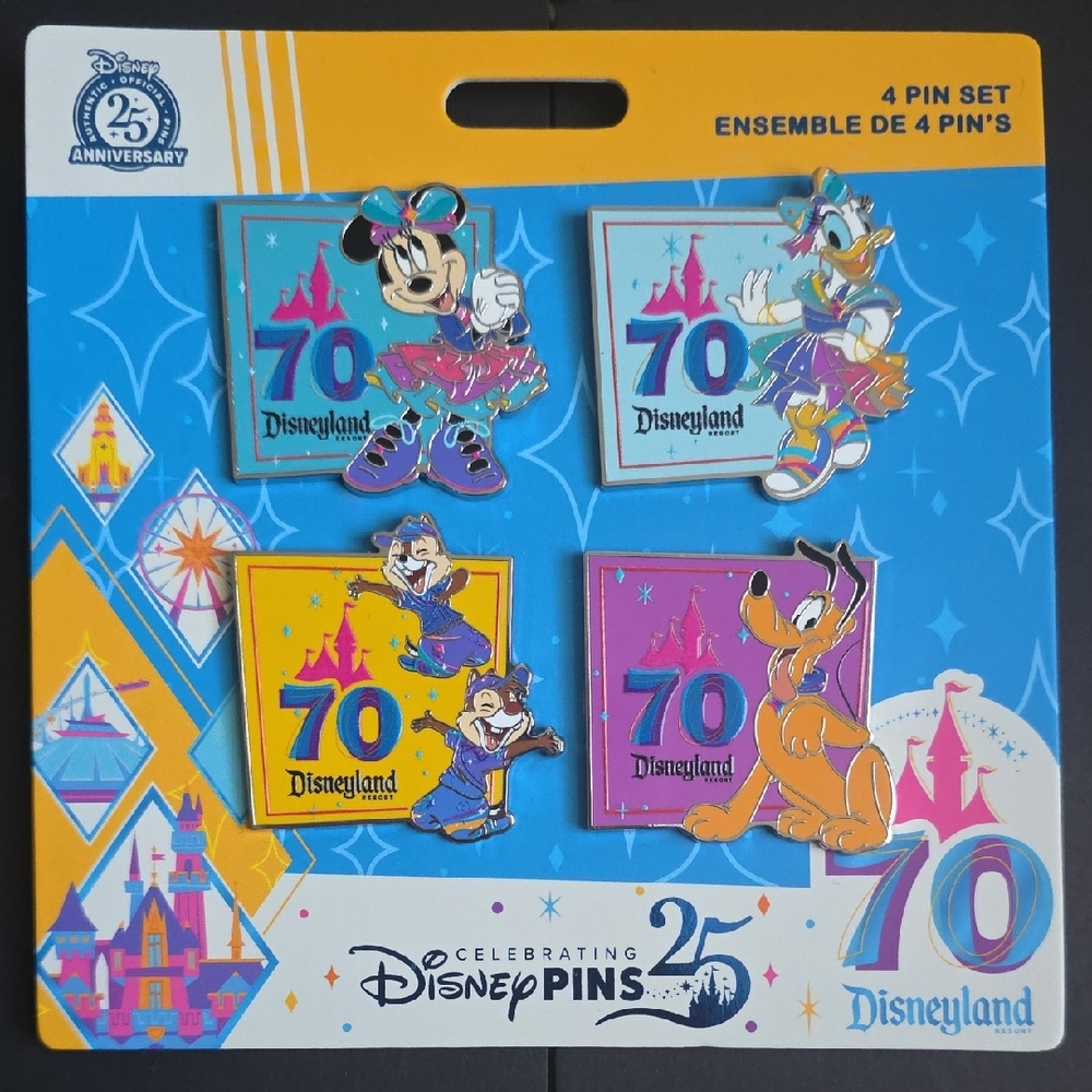 Disney 70th Anniversary Colorful Pin Set